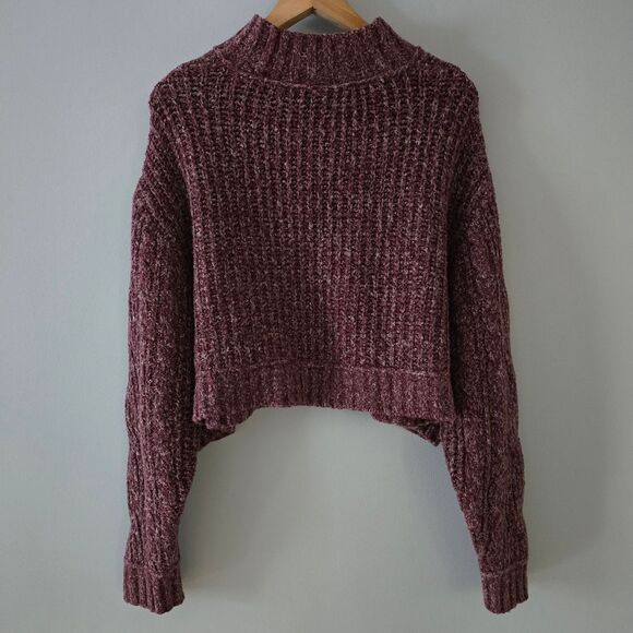 Free People Merry Go Round Cable-Knit Sweater In Very Berry Size L - Picture 6 of 7